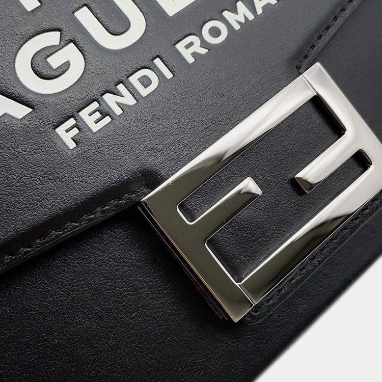 Pre Owned Fendi Baguette Soft Trunk In Collaboration With Marc Jacobs Black Leather