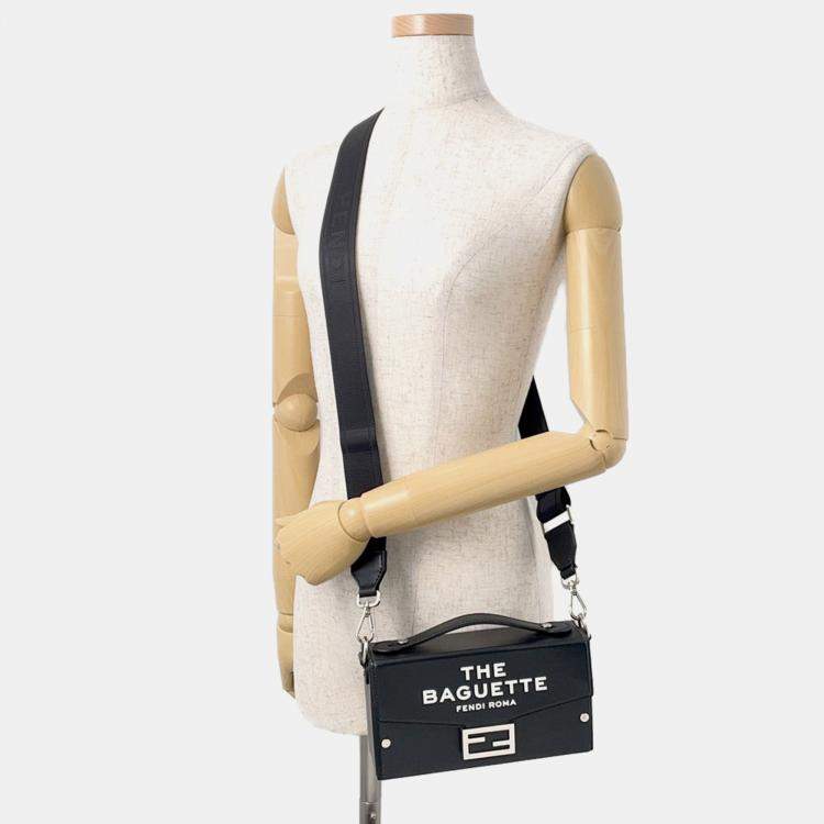 Pre Owned Fendi Baguette Soft Trunk In Collaboration With Marc Jacobs Black Leather