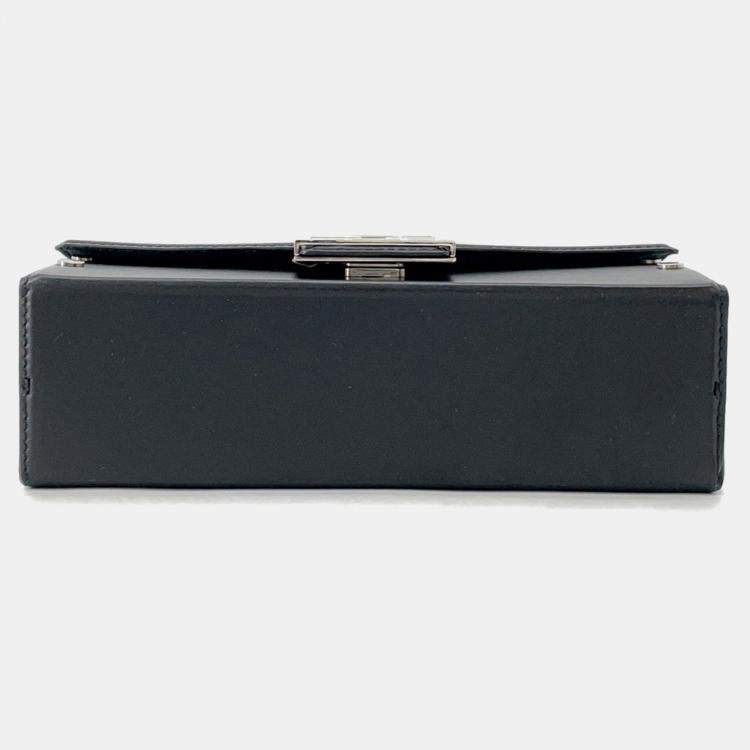 Pre Owned Fendi Baguette Soft Trunk In Collaboration With Marc Jacobs Black Leather