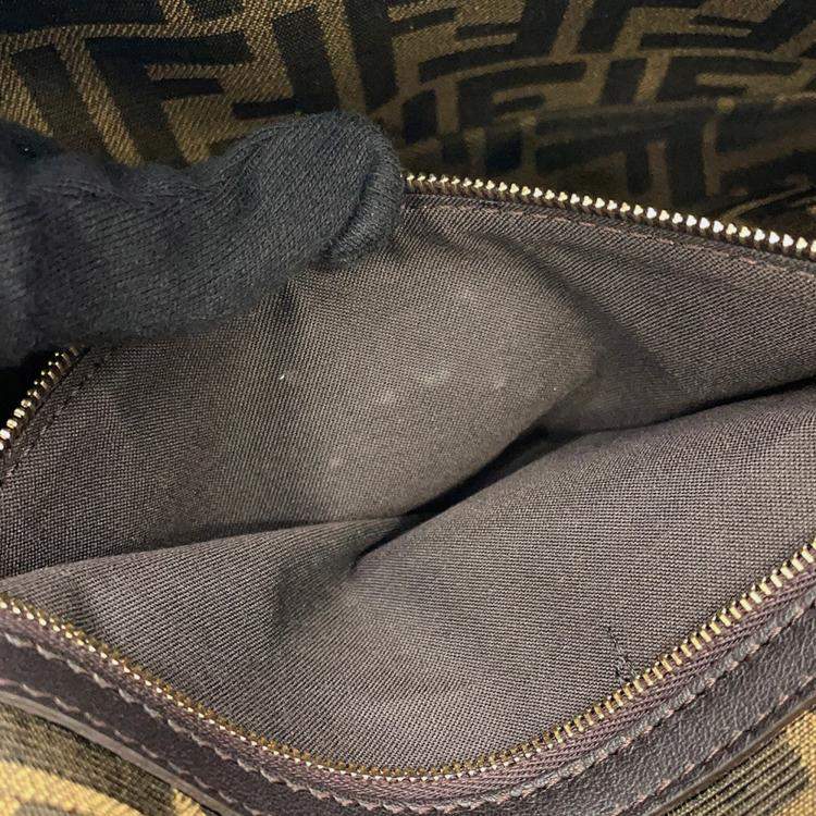 Pre Owned Fendi Zucca Mamma Bucket 2-Way Shoulder Bag Brown/Neon Yellow Canvas Size Large