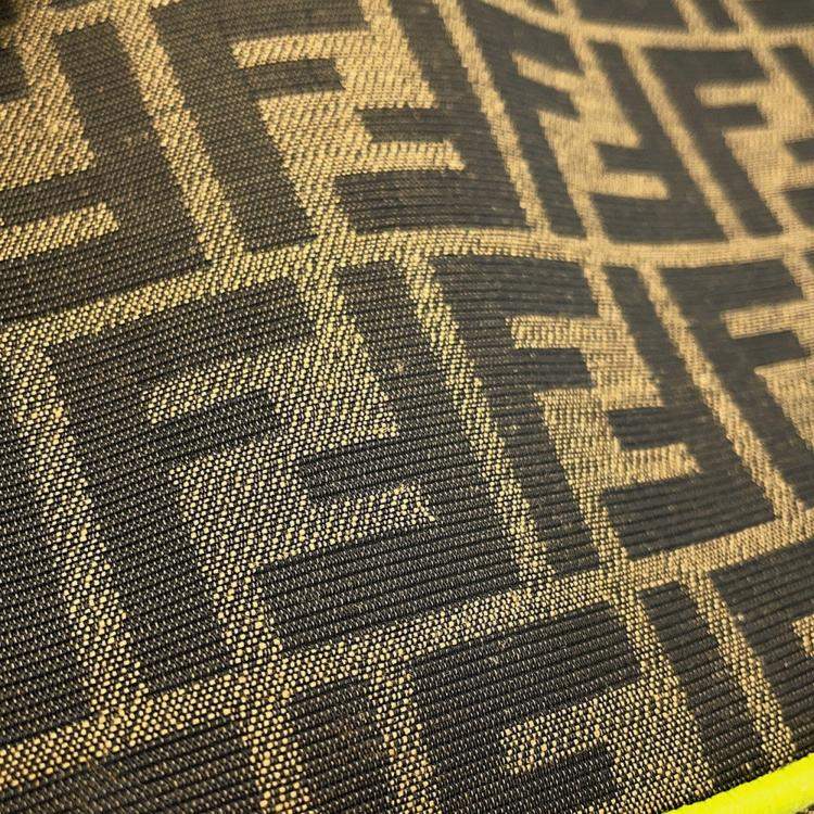 Pre Owned Fendi Zucca Mamma Bucket 2-Way Shoulder Bag Brown/Neon Yellow Canvas Size Large