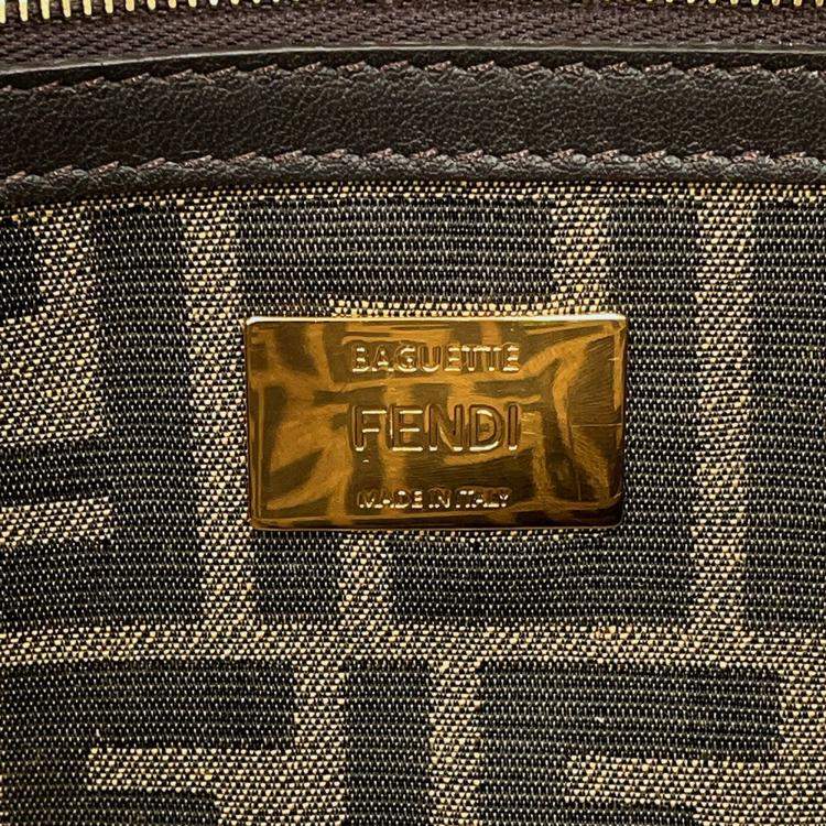 Pre Owned Fendi Zucca Mamma Bucket 2-Way Shoulder Bag Brown/Neon Yellow Canvas Size Large
