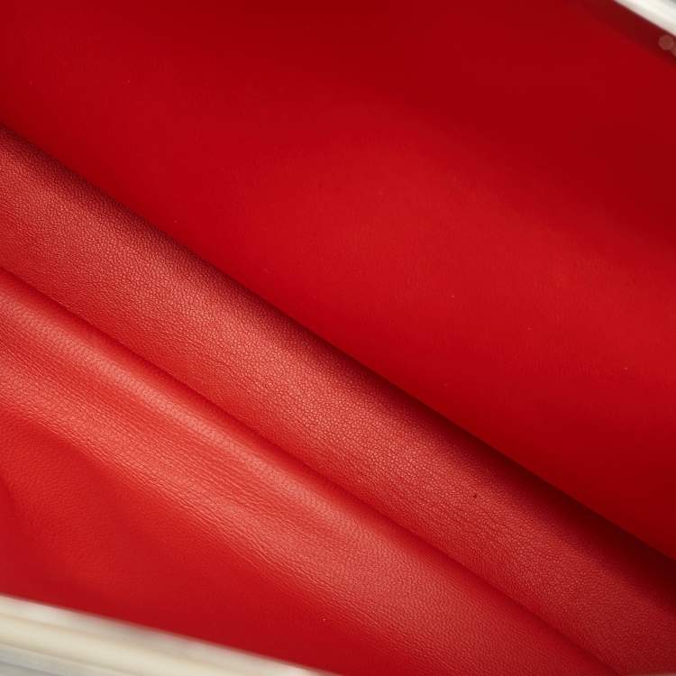 Pre Owned Fendi Peekaboo Cream Medium Leather Top Handle Bag