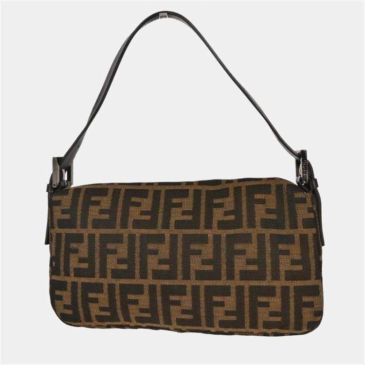 Pre Owned Fendi Brown Zucca Baguette Handbag