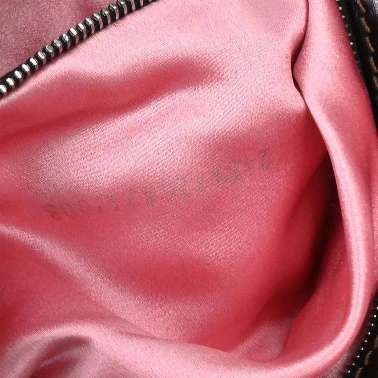 Pre Owned Fendi Brown Cotton Beaded Embroidered Baguette Handbag