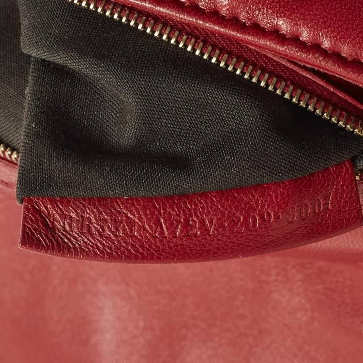 Pre Owned Fendi Baguette Large Red Zucca Embossed Leather Shoulder Bag