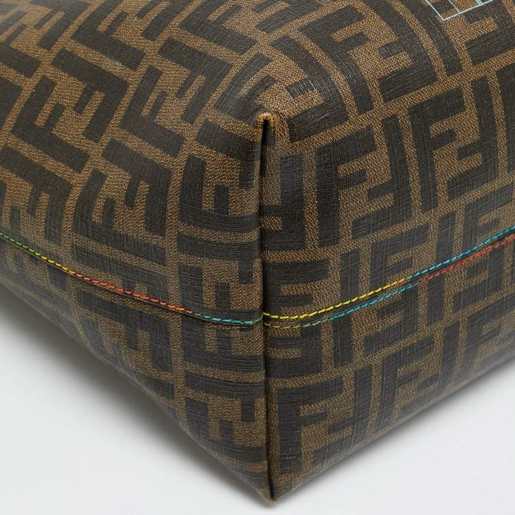 Pre Owned Fendi Roll Tobacco Zucca Coated Canvas Printed Shopper Tote