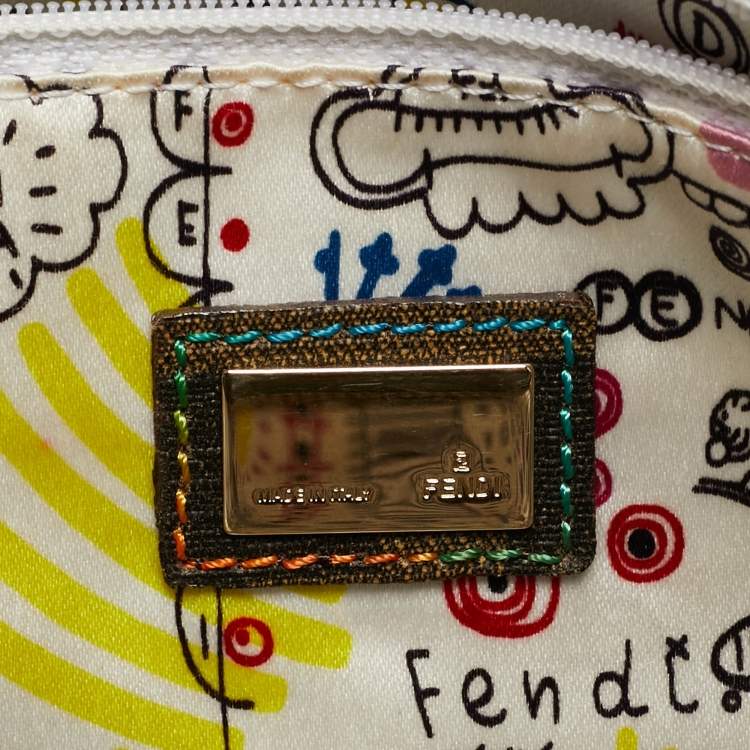 Pre Owned Fendi Roll Tobacco Zucca Coated Canvas Printed Shopper Tote