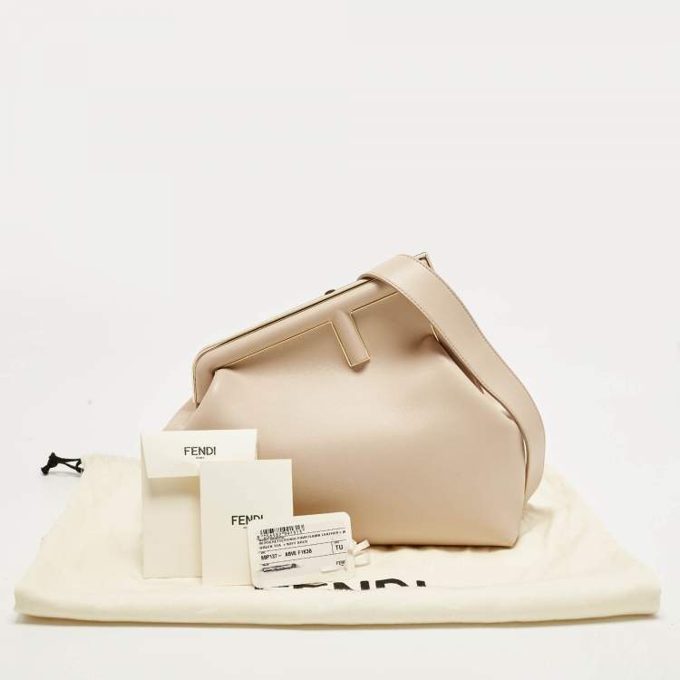 Pre Owned Fendi First Medium Beige Leather Shoulder Bag
