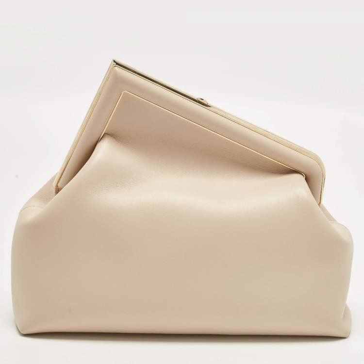 Pre Owned Fendi First Medium Beige Leather Shoulder Bag