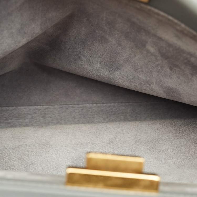 Pre Owned Fendi Peekaboo Medium Light Blue Leather Top Handle Bag