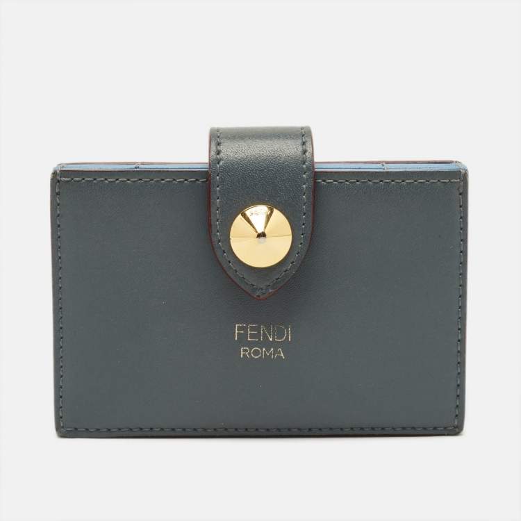 Pre Owned Fendi Multicolor Leather Single Stud Multiple Card Holder