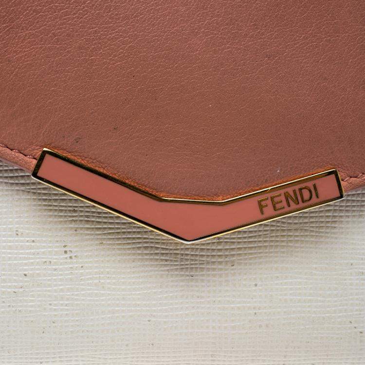 مملوكة مسبقًا Fendi White/Peach Leather Small 2Jours Wallet