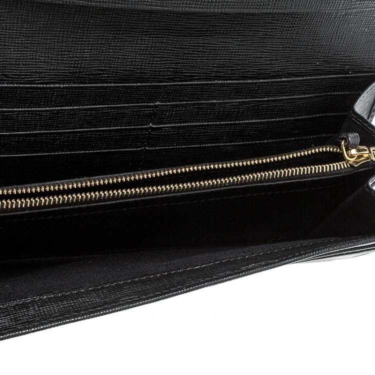 Pre Owned Fendi Black Leather Crayons Continental Wallet