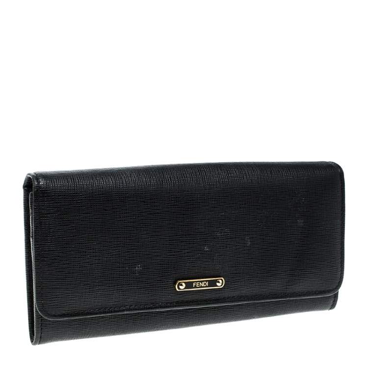 Pre Owned Fendi Black Leather Crayons Continental Wallet