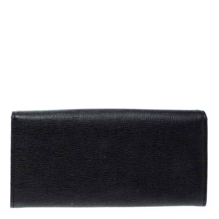 Pre Owned Fendi Black Leather Crayons Continental Wallet