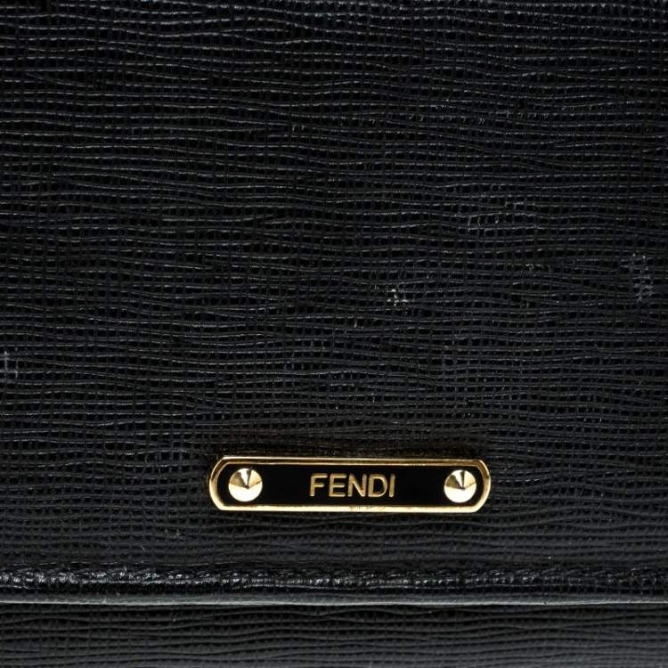 Pre Owned Fendi Black Leather Crayons Continental Wallet
