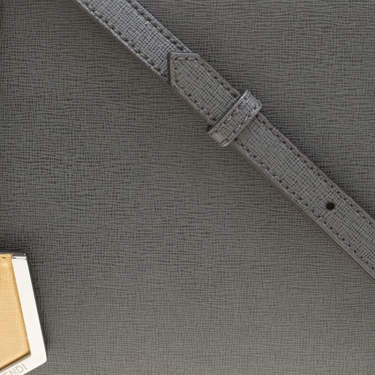 Pre Owned Fendi Grey Two Tone Leather Mini 2Jours Tote 