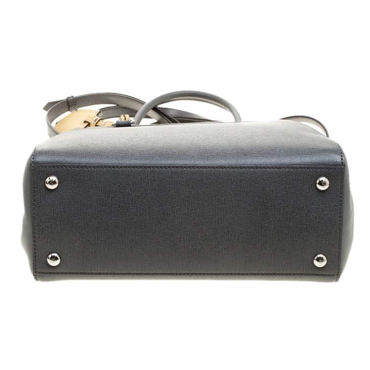 Pre Owned Fendi Grey Two Tone Leather Mini 2Jours Tote 