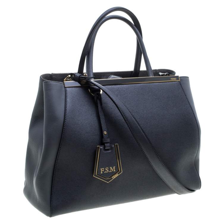 Pre Owned Fendi Grey Leather Medium 2Jours Tote