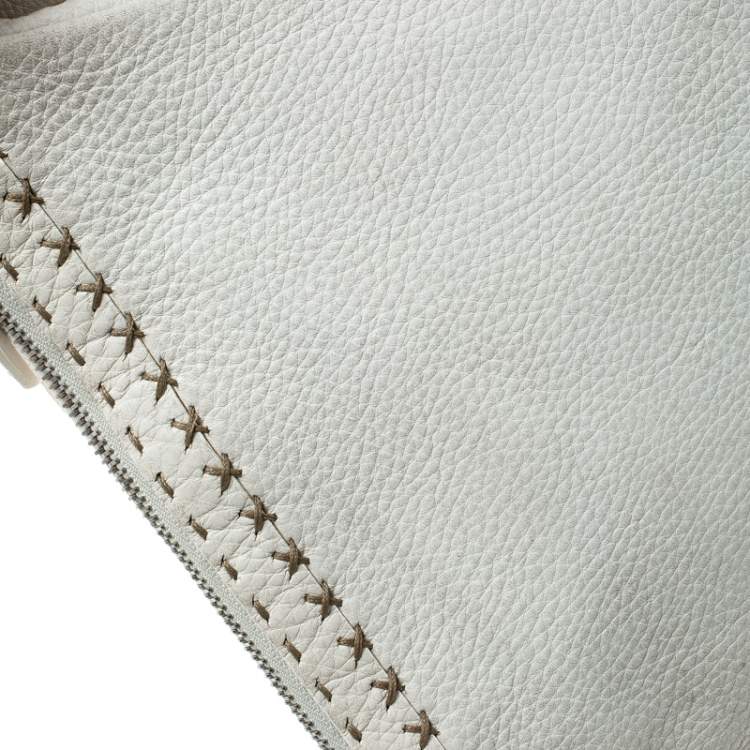 Pre Owned Fendi Ivory Selleria Leather Small Oyster Hobo