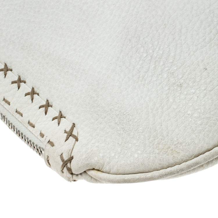 Pre Owned Fendi Ivory Selleria Leather Small Oyster Hobo