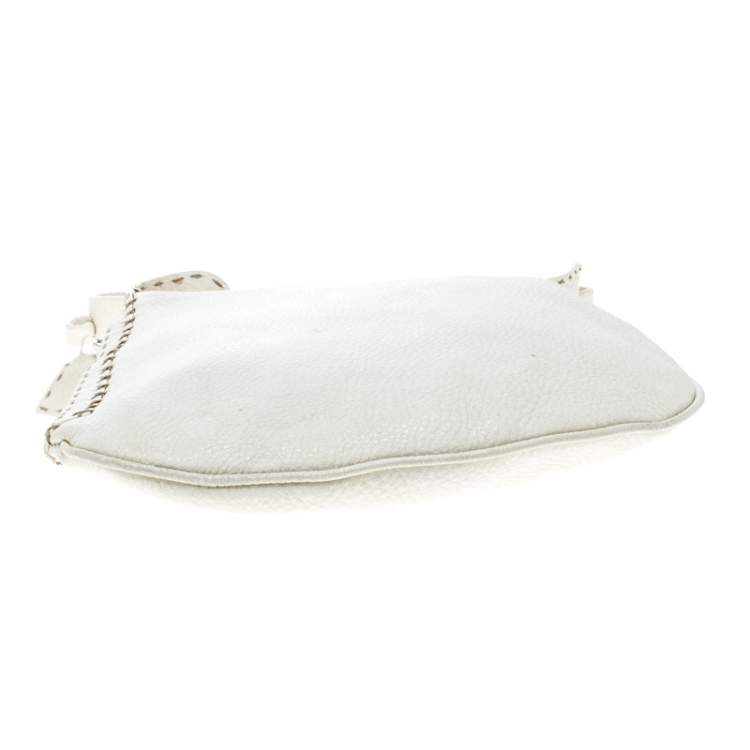 Pre Owned Fendi Ivory Selleria Leather Small Oyster Hobo