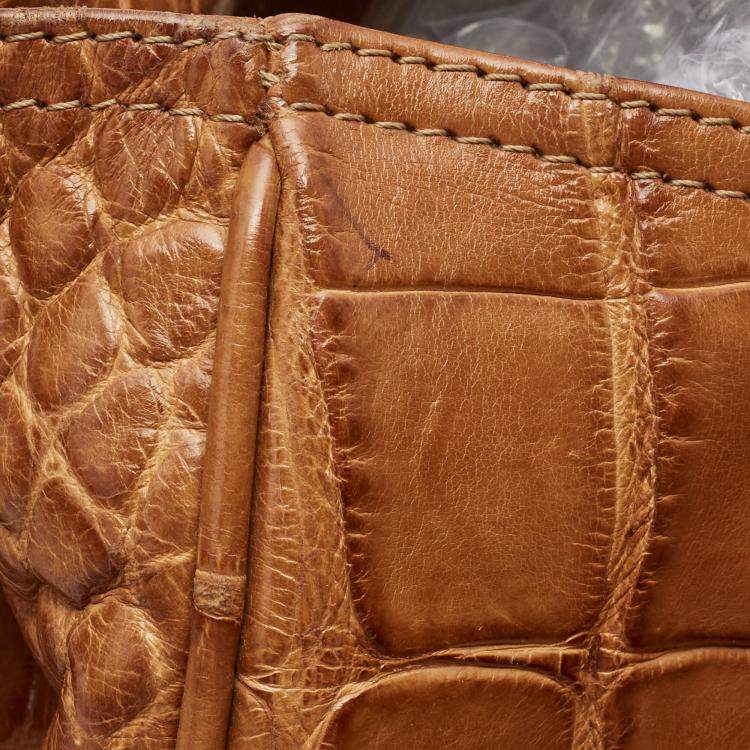 Pre Owned Fendi Brown Crocodile Spy Hobo
