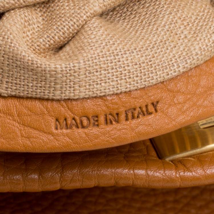 Pre Owned Fendi Brown Selleria Leather Large Peekaboo Top Handle Bag