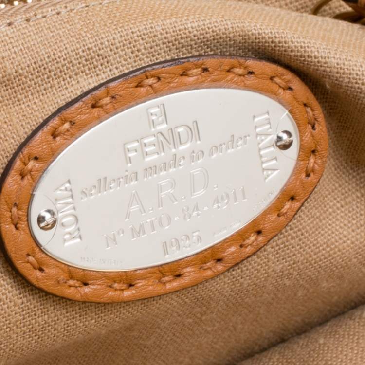 Pre Owned Fendi Brown Selleria Leather Large Peekaboo Top Handle Bag