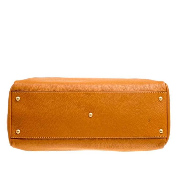 Pre Owned Fendi Brown Selleria Leather Large Peekaboo Top Handle Bag