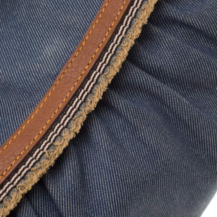 Pre Owned Fendi Blue Denim Chef Shoulder Bag