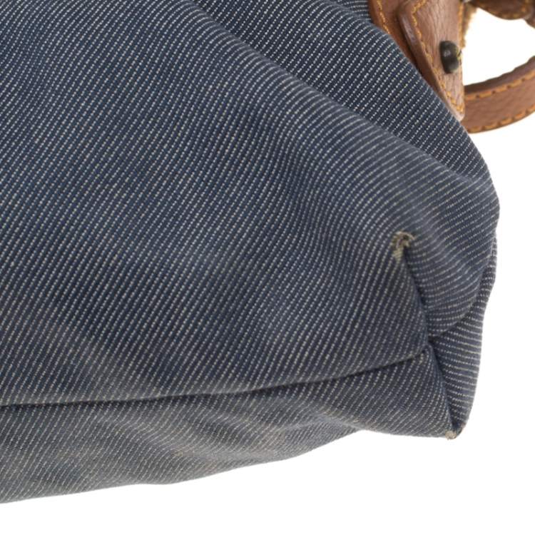 Pre Owned Fendi Blue Denim Chef Shoulder Bag