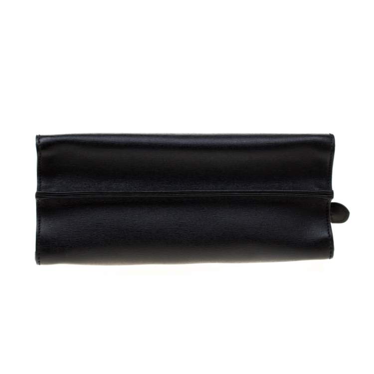 Pre Owned Fendi Black Textured Leather Small Demi Jour Top Handle Bag