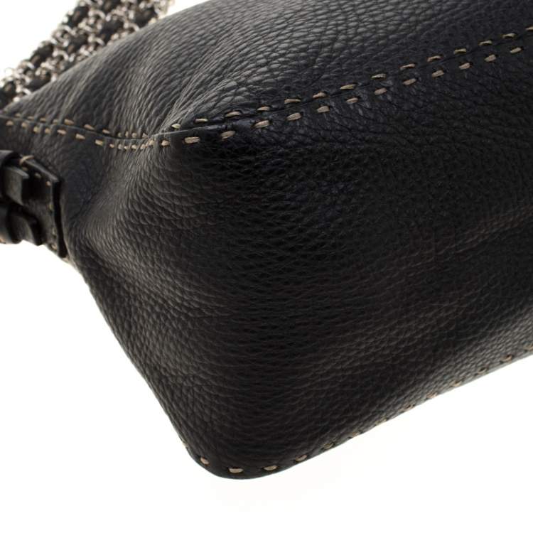 Pre Owned Fendi Black Leather Shoulder Bag
