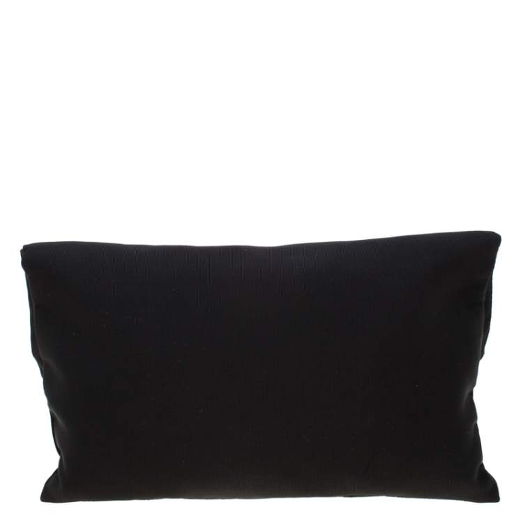 Pre Owned Fendi Black Zucca Fabric Fold Over Clutch 