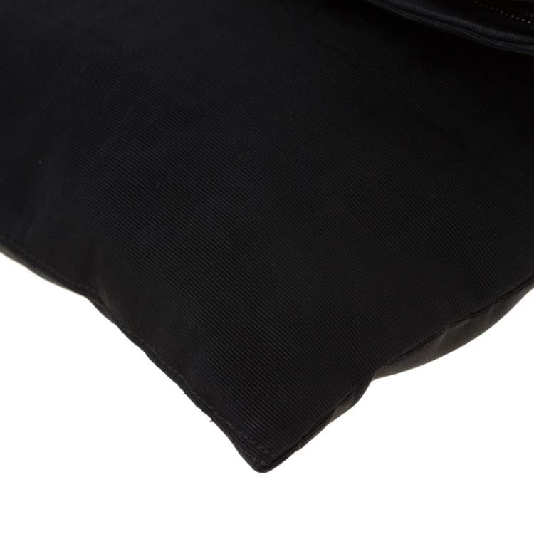 Pre Owned Fendi Black Zucca Fabric Fold Over Clutch 