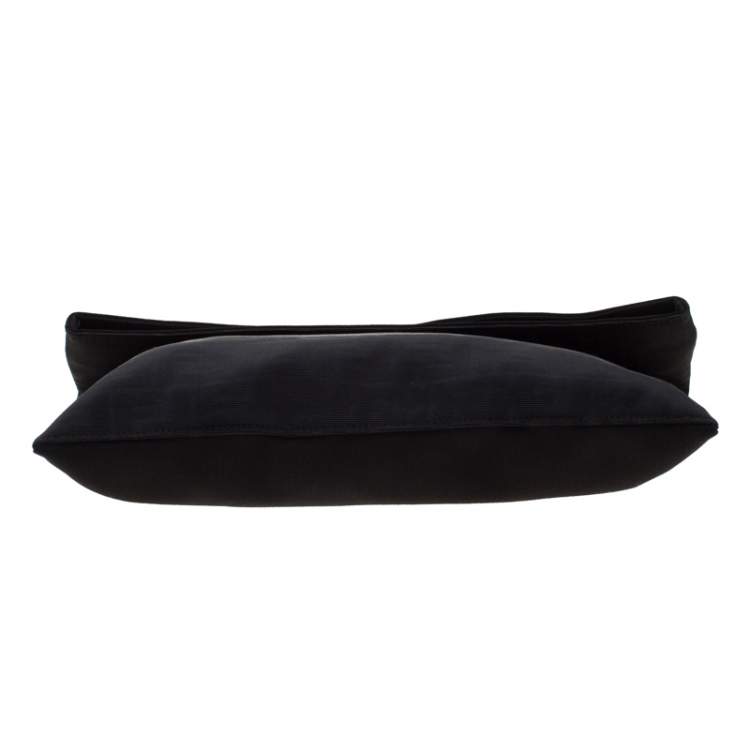 Pre Owned Fendi Black Zucca Fabric Fold Over Clutch 