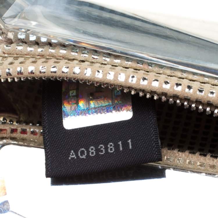Pre Owned Fendi Silver Shimmering Leather Disco To You Clutch