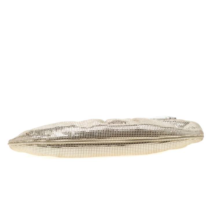 Pre Owned Fendi Silver Shimmering Leather Disco To You Clutch