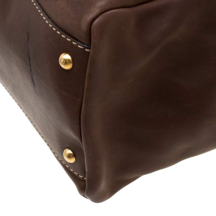 Pre Owned Fendi Brown/Pink Selleria Leather Large Peekaboo Top Handle Bag