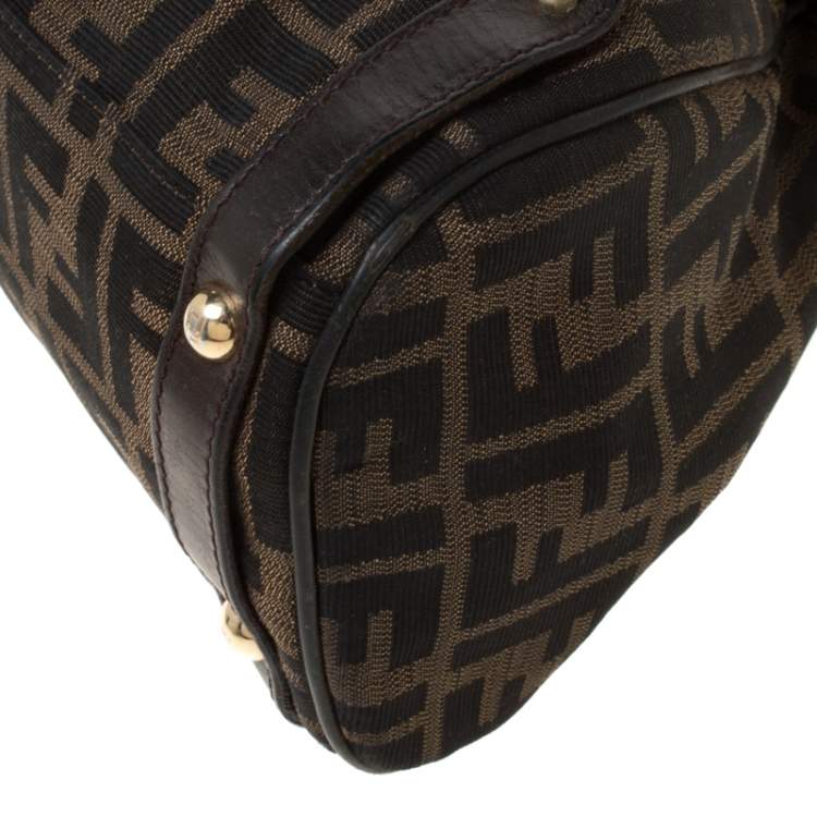 Pre Owned Fendi Brown Zucca Canvas and Leather Magic Shoulder Bag