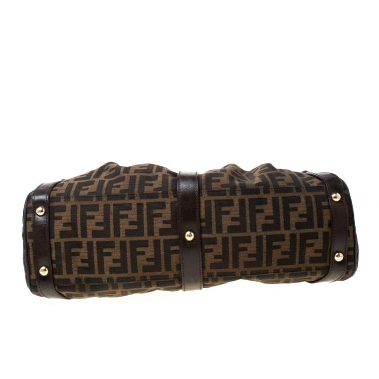 Pre Owned Fendi Brown Zucca Canvas and Leather Magic Shoulder Bag