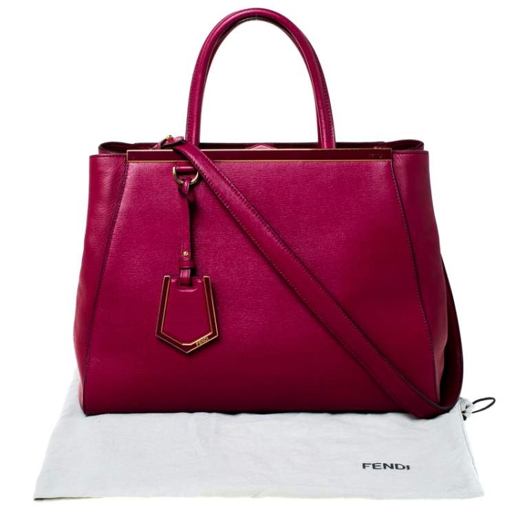 Pre Owned Fendi Burgundy Leather Medium 2Jours Tote