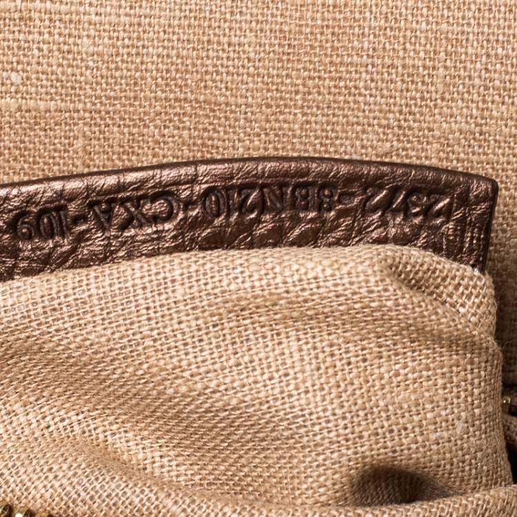مملوكة مسبقًا Fendi Metallic Brown Selleria Leather Large Peekaboo Top Handle Bag