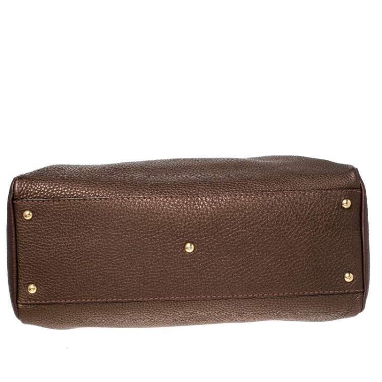 مملوكة مسبقًا Fendi Metallic Brown Selleria Leather Large Peekaboo Top Handle Bag