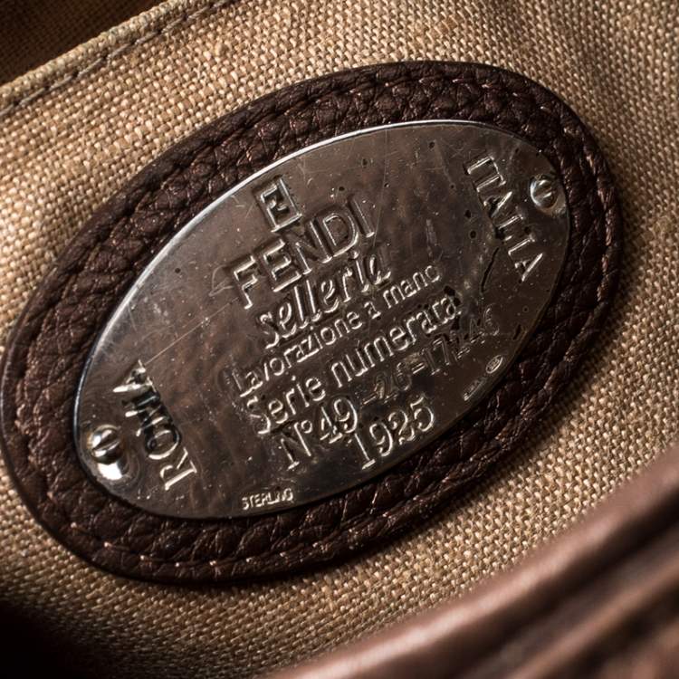 Pre Owned  Fendi Bronze Selleria Leather Romano Equestrian Satchel