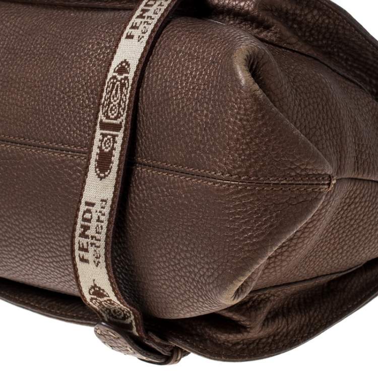 Pre Owned  Fendi Bronze Selleria Leather Romano Equestrian Satchel