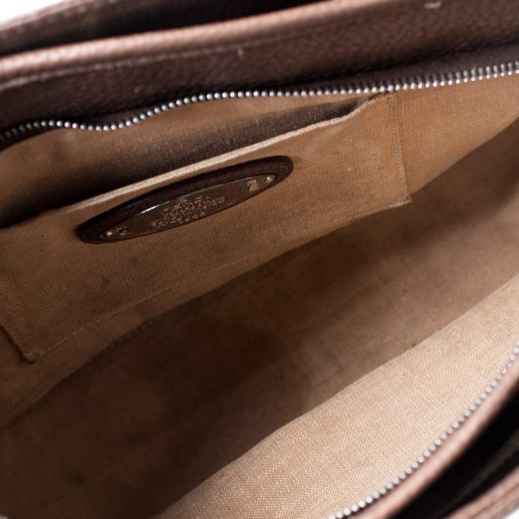 Pre Owned  Fendi Bronze Selleria Leather Romano Equestrian Satchel