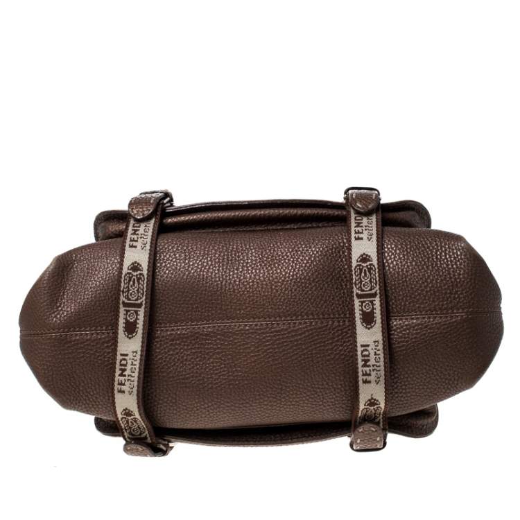 Pre Owned  Fendi Bronze Selleria Leather Romano Equestrian Satchel